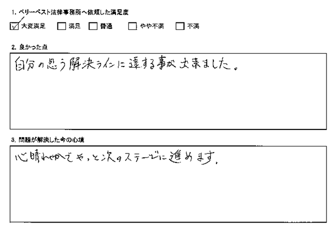 自分の思う解決ラインに達する事が出来た